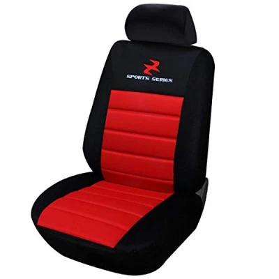Image de eSituro 1 Pièce Couverture de siège rembourré en Polyester,Housse pour Auto Universelle,Noir Rouge SCSC0077
