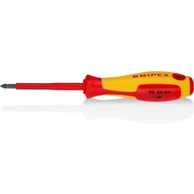 Image de Knipex Tournevis pour vis à tête cruciforme Pozidriv® brunie, poignée isolante bi matière, certifiée VDE 187 mm 98 25 01
