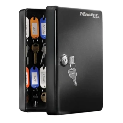 Image de Master Lock Armoire Cle à Clés [Fixation Murale] [25 Crochets] Kb 25Ml 25 Porte Inclus avec Étiquettes, Noir