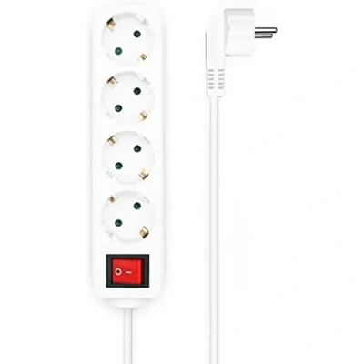 Image de Aisens Base Multiple 4 Prises Avec Interrupteur Câble 3x1.5mm2 1.4m Couleur Blanche