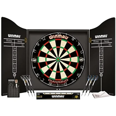 Image de WINMAU Professional Darts Set Comprend Un Jeu de fléchettes Diamond Plus Bristle Armoire Noire Haute qualité Ensemble 2 Ligne Officielle oche