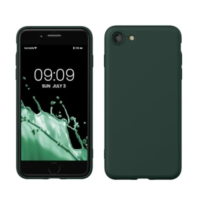 Image de kwmobile Housse Compatible avec Apple iPhone SE (2022) / (2020) 8 7 Coque de téléphone Souple et Fine en TPU Silicone Vert Mousse