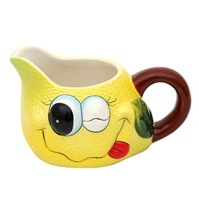 Image de Dekohelden24 Pot à lait en céramique forme de citron Dimensions : env. 14 x 11 8,5 cm 22284 Jaune
