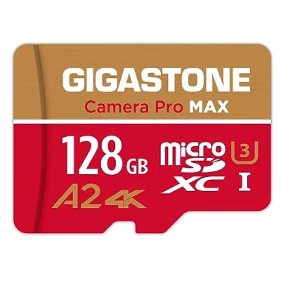 Image de [5 Ans Récupération de données Gratuite] GIGASTONE Carte Mémoire 128 Go, Camera Pro Max, Vitesse jusqu&#039;à 120/80 Mo/s, pour GoPro, DJI, Drone, 4K Video A2 V30 U3 MicroSDXC avec Adaptateur