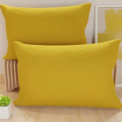Image de PETTI Artigiani Italiani Lot de 2 Taies d&#039;oreiller Lit 70x40 cm, Housses Coussin Unies Couleur Jaune Ocre, Taie Oreiller 100% Microfibre Hypoallergénique, Fabriqué en Italie