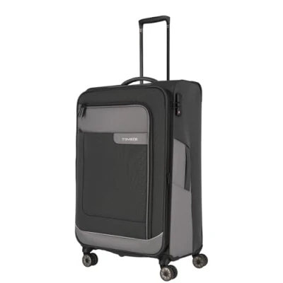 Image de Travelite Valise de voyage grande, durable, 4 roues, VIIA, chariot à bagages souple en matériaux recyclés, TSA Castle, 77 cm, 91 103 litres