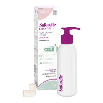 Image de Saforelle Soin Lavant Intime Essential Apaisant Starter Kit 2 Sticks + 1 Flavon Pompe