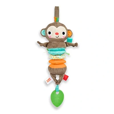 Image de Bright Starts, Jouet Musical Play ’n Boogie, Peluche petit singe, pour poussettes et transats, développement de la motricité, nouveaux nés +