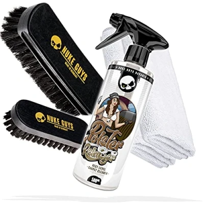 Image de Nuke Guys Kit de nettoyage pour cuir et textile 500ml + 2 brosses chiffons microfibre Idéal sièges voiture, coussins, alcantara, cuir, tapis, en tissu, canapé, chaussures