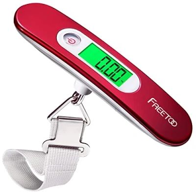 Image de FREETOO Balance Portable Pese Bagages Numérique Max 50Kg/110Lb (LB,g,Oz,kg) électronique/Fonction Tare/Voyage/Shopping/Poste/Usage Domestique/Extérieur Rouge