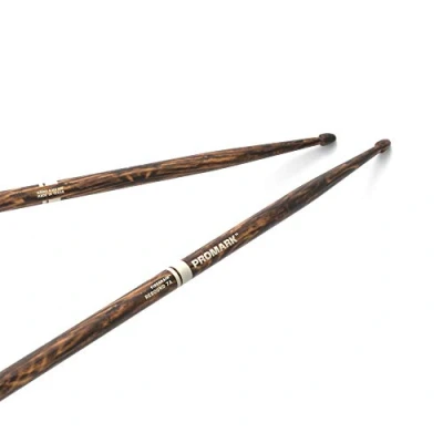 Image de ProMark Baguette Batterie Rebound 7A Baguettes FireGrain Pas de vibrations excessives Finition laquée, Pointe gland, Bois hickory 1 Paire Noir