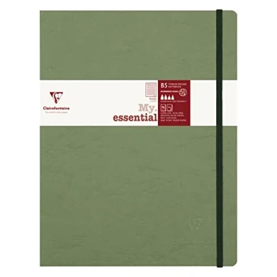 Image de Clairefontaine 794463C Collection Age Bag Un Carnet Élastiqué Cousu MyEssential Vert B5 19x25 cm 192 Pages Numérotées Lignées Papier Ivoire 90 g Couverture Carte Lustrée Grain Cuir