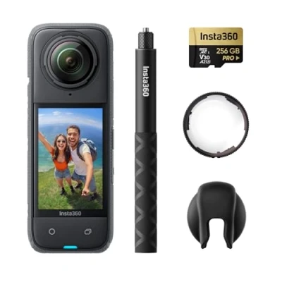 Image de Insta360 X4 Pack protège objectifs Premium Caméra d&#039;action 360 8K étanche, vidéo Grand Angle 4K, Effet de Perche à Selfie Invisible, Amovibles