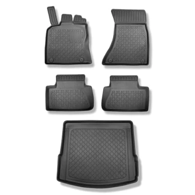 Image de Mossa Ensemble: Tapis de Voiture en TPE + Coffre adapté pour Porsche Macan SUV (03.2014 ) Aussi Les modèles avec des Rails Fixation G