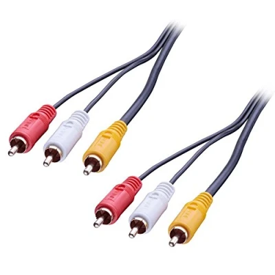 Image de Câble vidéo audio composite phono RCA x 3 (M) pour 1 m LINDY Premium Noir Blindé