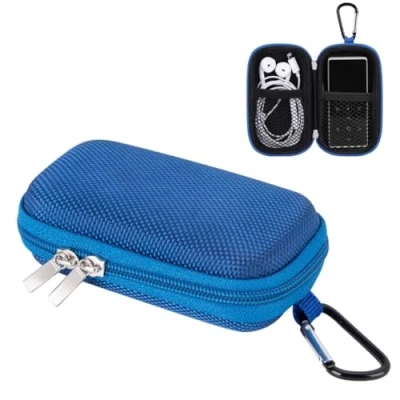 Image de AGPTEK Etui Rigide Nylon pour Ranger et Protéger Mp3/ Ecouteur/Clé avec Double Filet Zip Lecteur MP3 A02, M16S, S12 etc.(Compatible de Ecran 1.8 Pouces) Bleu