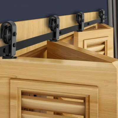 Image de VEVOR Kit Quincaillerie de Porte Grange Coulissante Pliante, 1930,4 mm, Rail Simple Robuste, Montage par Haut, Coulissement Fluide, pour 4 Portes 45,72 cm Placard, Buanderie, Non Incluses