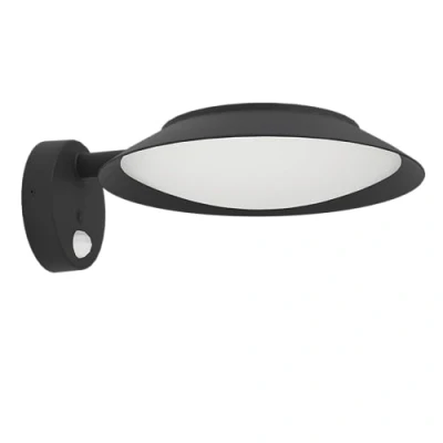 Image de Eglo Applique murale extérieure LED Cerrisi, lampe solaire avec détecteur de mouvement, éclairage mural d&#039;extérieur en plastique noir, IP44
