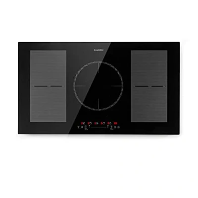 Image de plaque induction 5 feux encastrable Klarstein 90 cm 7000 W de cuisson électrique vitroceramique noir