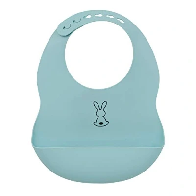 Image de Nattou Bavoir en Silicone Avec Bol de Collecte, Lapin, Taille Réglable, Sans BPA, Environ 20 x 27 cm, Silicone, Bleu Clair
