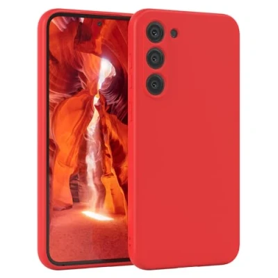 Image de EAZY CASE Coque de Protection en silicone pour Samsung Galaxy S23 Plus, rouge, souple, résistante aux chocs, avec l&#039;appareil photo Fine TPU Antichoc