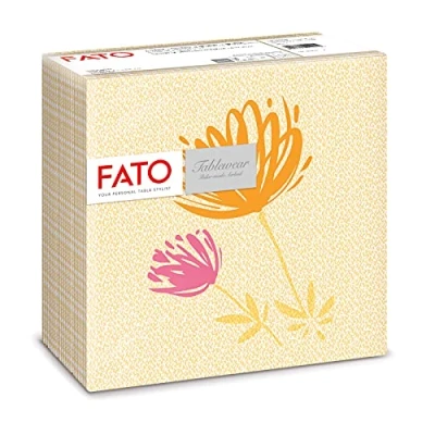 Image de Fato, serviettes en papier sec, Airlaid, effet textile, paquet de 50 serviettes, format 40x40 plié 4, Tangerine Magnolia Decor