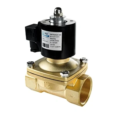 Image de FSA électrovanne en laiton 1 1/2&quot; 12V DC 0 10 bar Viton fermée sans courant