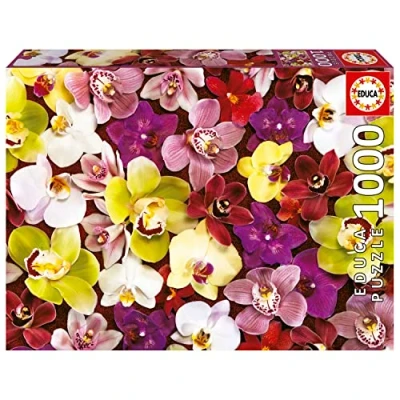 Image de Educa Collage Orchidées Puzzle de 1000 pièces. Mesure : 68 x 48 cm. Comprend Fix Tail pour l&#039;accrocher Une Fois l&#039;assemblage terminé. À partir 14 Ans (19558)
