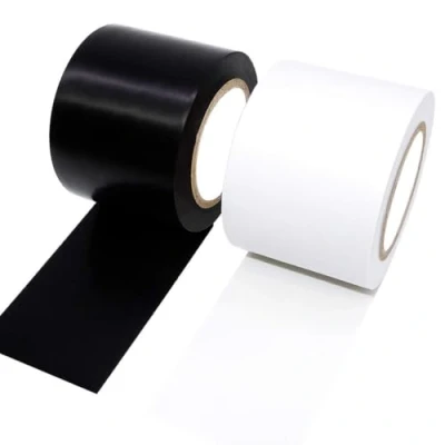 Image de Alboyi Lot de 2 rouleaux ruban adhésif isolant ignifuge en PVC imperméable 50 mm x 15 m Noir, Noir/blanc