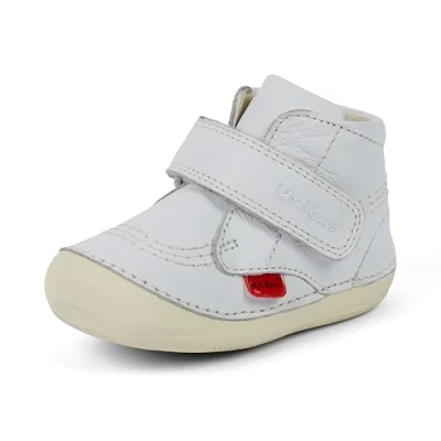 Image de Kickers Mixte bébé Hi Boots Soft Sole Easy Fasten Comfortable Cushioned Bottes, Blanc, 18 EU