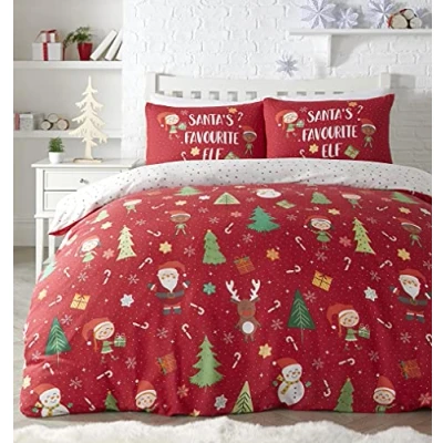 Image de Bedlam Elf &amp; Santa Parure de lit en Polycoton Facile d&#039;entretien Multicolore King Size