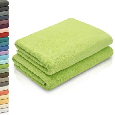 Image de ZOLLNER Lot de 2 Serviettes Douche, 70x140 cm, Coton, Vert