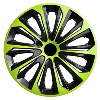Image de NRM Strong Duo Lot de 4 enjoliveurs jantes universels, bicolore, noir et vert, 14’’