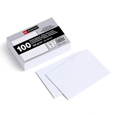 Image de Miquelrius Flashcards, 100 Cartes de notes unies, Fiches d&#039;étude, Format 65 x 95 mm, Papier cartonné offset 200 g/m², Blanc