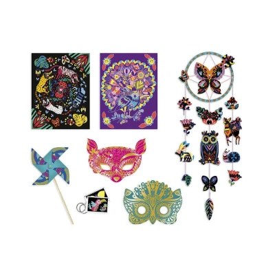 Image de Janod Boîte Multi Activités Scratch Art 8 Réalisations Cartes à Gratter Les Ateliers du Calme Kit Loisir Créatif Enfant Dextérité et Concentration Dès 7 Ans, J07993