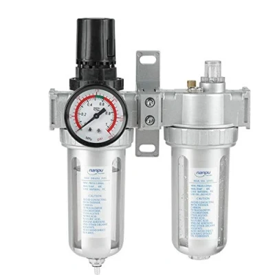 Image de Filtre de compresseur pression d&#039;air 1/2&quot;, kit d&#039;outils Régulateur d&#039;huile purgeur jauge régulation Lubricator Piège à eau…