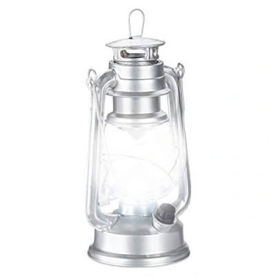 Image de Relaxdays Lanterne tempête LED, Retro comme décoration de fenêtre ou Lampe Jardin, à Piles, Argentée