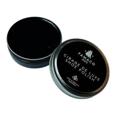 Image de Famaco Cirage de Luxe, crème luxe en tin, soin pour cuir lisse enrichie cire d&#039;abeille, 50 ml, Noir