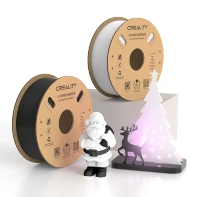 Image de Creality filament Hyper PLA officiel pour imprimante 3D, d&#039;impression 3D de 1,75 mm impression à haute vitesse, précision dimensionnelle +/ 0,02 mm, 2 kg (1 kg/bobine x 2) Blanc + noir