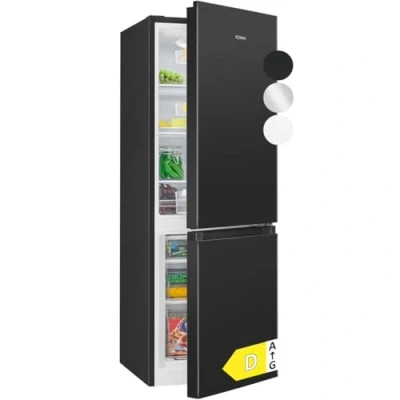 Image de Bomann Réfrigérateur et congélateur 175L Noir KG322 1 noir, Capacité nette : 175 litres, Contrôle de la température en continu, Charnières porte à droite, interchangeables, Pieds réglables