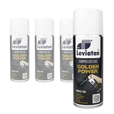 Image de LEVIATAN Golden Power Lot de 4 Vaporisateurs D&#039;air Comprimé 400 ml Purificateur pour le Nettoyage du Clavier, Ordinateur, Appareil Photo, Téléphone Portable