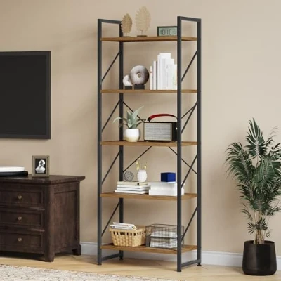 Image de YITAHOME Bibliothèque Étagère à Livre, Industrielle Bois Etagères Rangement avec Structure en Acier étagère Cuisin Chaussures in Salon Bureau Chambre Entrée