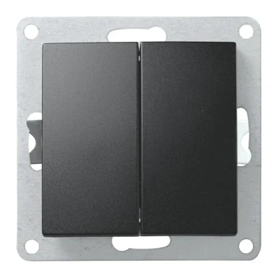 Image de Inverseur 2 voies FLAIR interrupteur d&#039;éclairage 10A encastré 250V, marche/arrêt, double à bascule avec connexion enfichable, noir mat