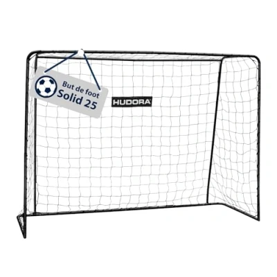 Image de HUDORA But de Football Solid 25 Stable pour Enfants &amp; Adultes Résistant aux intempéries avec Filet en Polyester à Mailles serrées s&#039;amuser s&#039;entraîner l&#039;extérieur