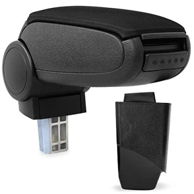 Image de [pro.tec] accoudoir central spécifique central, avec rembourrage, console escamotable compartiment de rangement rembourrage textile noir