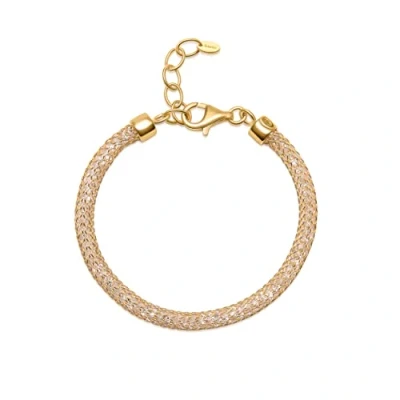 Image de Amberta Bracelet en Argent Sterling 925 avec Diamant Simulée: Plaque Or Cristaux