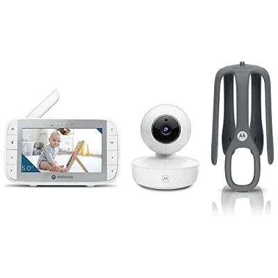 Image de Motorola Nursery VM55 Babyphone Camera Vision Nocturne Écran LCD de 5 Pouces sans Fil Surveillance la Température Système Communication Bidirectionnelle 720p Blanc