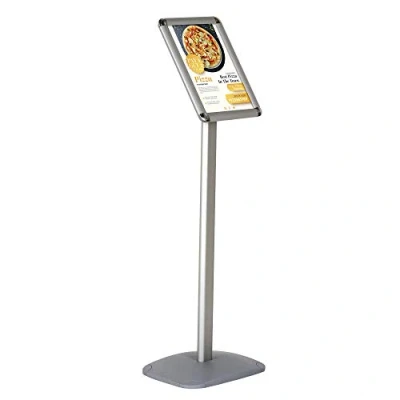 Image de DISPLAY SALES Support d&#039;information A4 pour avec coins 210 x 297 mm. Rondo Premium porte menu a4. Plaque libre Gravité pied en aluminium inoxydable affiche sur