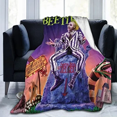 Image de Beetlejuice Couverture multifonctionnelle ultra douce en micro polaire, super douce, chaude, confortable, peluche, pelucheuse pour canapé, salon ou lit toutes les saisons