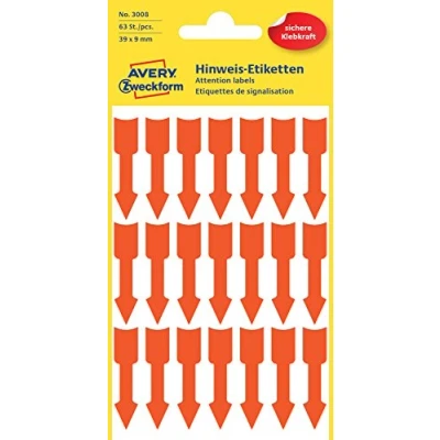 Image de Avery Zweckform 3008 Étiquettes de signalisation (63), 39 x 9 mm 3 feuilles Rouge vif